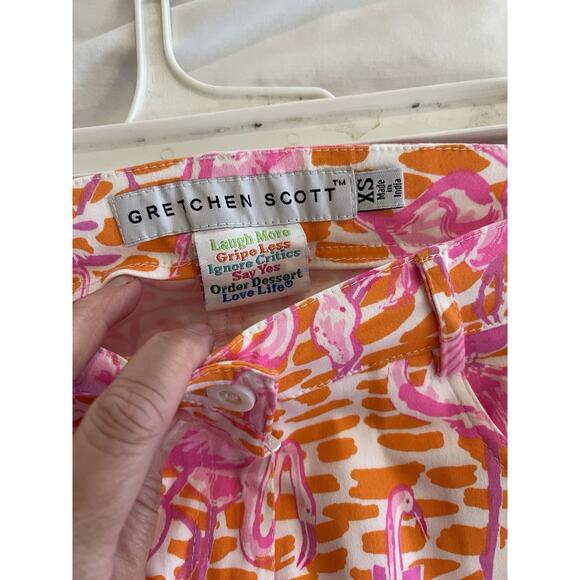 Gretchen Scott Cotton Spandex Vibrant Colorful Flamingo Novelty Pants XS - Picture 5 of 6